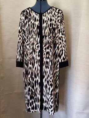 Chico's Leopard-Print Long Sleeve Dress - Black, Cream, Brown